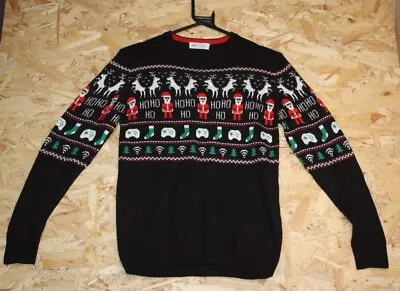 Buy Christmas Jumper H&M Boys Gamer Santa Striped Pullover Fair Isle Small Lads • 12.10£