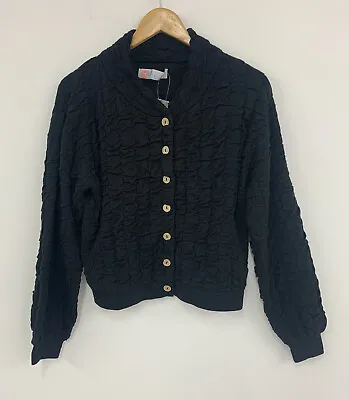 Buy Free People Sunny Sweater Knit Bomber Black Size S NEW  • 34£