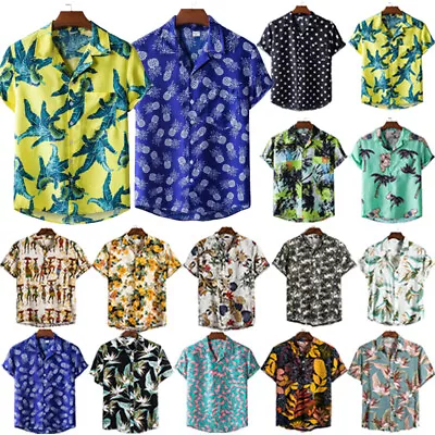Buy Mens Hawaiian Floral T Shirt Summer Short Sleeve Beach Party Casual Tops Blouse↕ • 11.82£