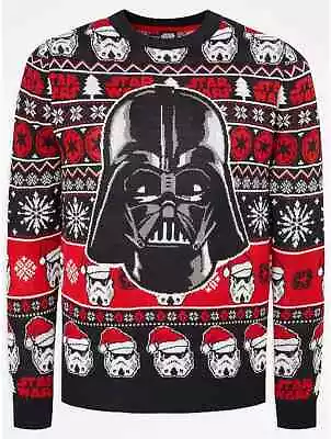 Buy Star Wars Darth Vader Storm Troopers Christmas Jumper Xmas Red Black  • 28£