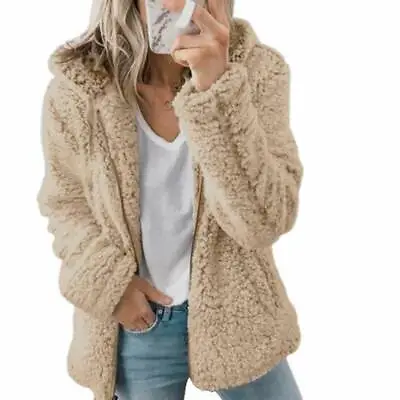 Buy Ladies Fleece Cardigan Jacket Outwear Womens Winter Warm Teddy Bear Fluffy Coat • 9.99£