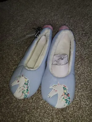 Buy BNWT Joules Unicorn Slipper Slippets Ballet Size 3-4 Blue Pink Embroidered  • 8.95£