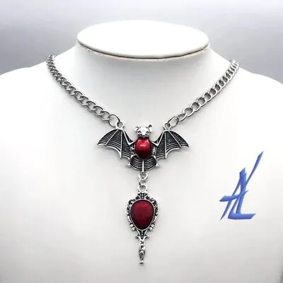 Buy Stunning Gothic Vampire Bat Necklace Red Teardrop Alternative Goth Jewellery   • 5.99£