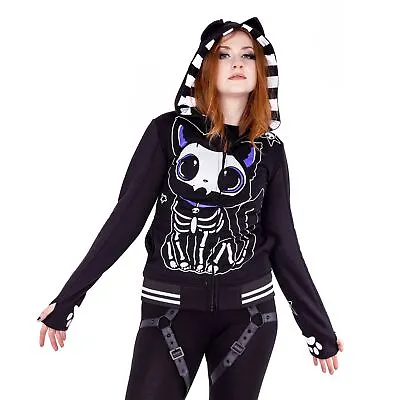 Buy Cupcake Cult Skeleton Cat Hood Ladies Black Goth Emo Punk Alternative • 49.99£