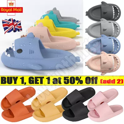 Buy Adult Kid Thick Sole Shark Anti Slip Slippers In/Outdoor Sliders Sandals Soft • 6.99£