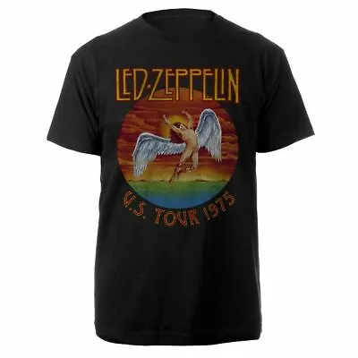 Buy Official Led Zeppelin T Shirt USA Tour 1975 Black Classic Rock Metal Band Tee • 15.94£