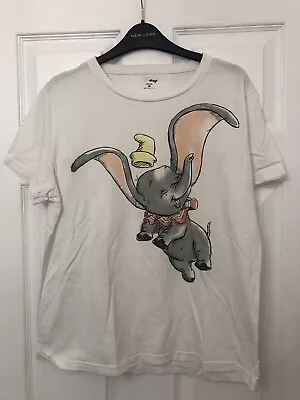 Buy Primark Disney Size M Medium White Short Sleeve Dumbo Print Graphic T-shirt • 0.50£