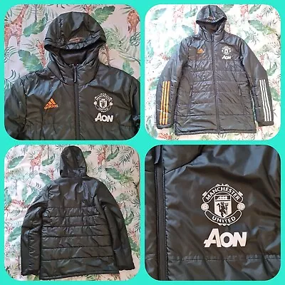 Buy Manchester United Training Jacket Green Size L Adidas Puffa Parka Aon 44  Chest • 99.99£