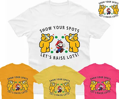 Buy MARIO Pudsey Bear Kids T-shirt Children In Need Spotty School Day Game T Shirt • 6.99£