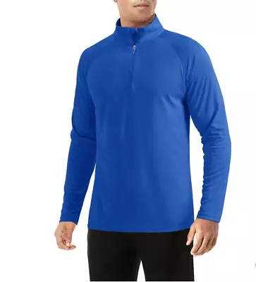 Buy TACVASEN Men's UV Protection 1/4 Zip Long Sleeve - Sapphire Blue (US:M/ EU:L) • 14.99£