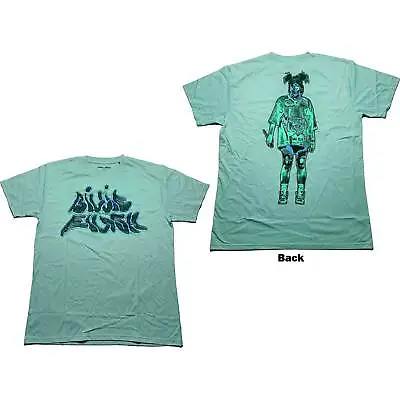 Buy BILLIE EILISH - Official Unisex T- Shirt - Neon Logo Billie - Pale Blue Cotton • 17.99£