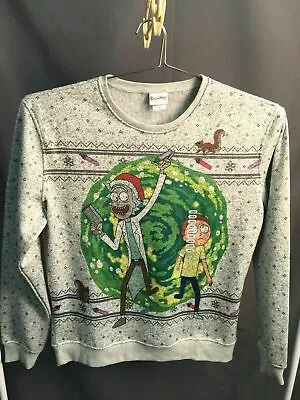Buy Rick And Morty Adult Swim Ugly Christmas Sweater Fleece Feel Portal Pullover Med • 90.32£