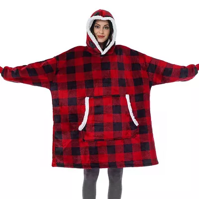 Buy Plush Blanket Hoodie Oversized Sweatshirt Long Gown Robe Women Men Sleep Lounge • 12.95£