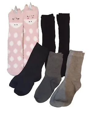 Buy 6 Pairs Mixed Next Pink Cosy Unicorn Bedsocks & Pop Tights & Ankle Socks Sz 4-8 • 6.99£