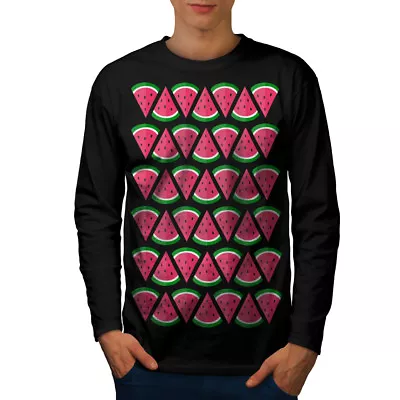 Buy Wellcoda Watermelon Piece Mens Long Sleeve T-shirt, Summer Graphic Design • 17.99£