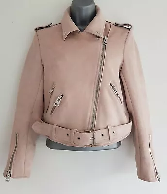 Buy Zara Basic Womens Baby Pink Faux Suede Casual Short Biker Jacket. Medium/uk 12. • 17.50£
