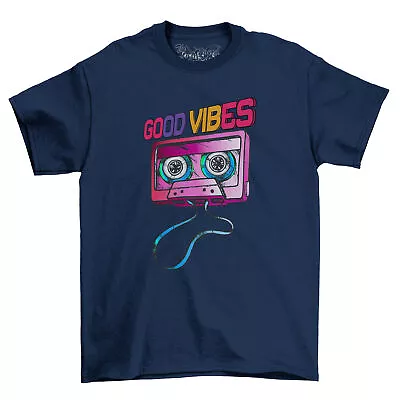 Buy Retro Cassette Tape Good Vibes T-Shirt Vintage Music 80s 90s Gift Music Lovers • 11.98£