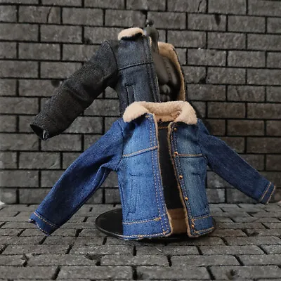 Buy 1/12 Fur Collar Denim Jacket Coat Vest Pants Set For 6  Male Action Figure • 25.19£