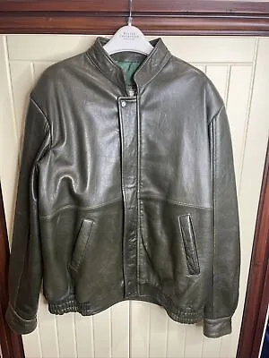 Buy Mens Hardix Vintage Leather Biker Jacket Dark Green • 59.99£