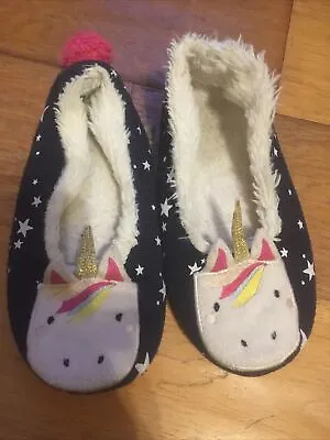 Buy Girls Joules Slippers, Navy Unicorn And Stars Design, Lined, Size 12-13 M • 0.99£
