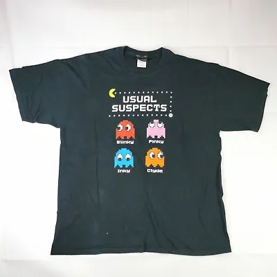 Buy Gildan Pac Man Mens T Shirt Black Graphic Print Size XL Extra Large • 9.99£