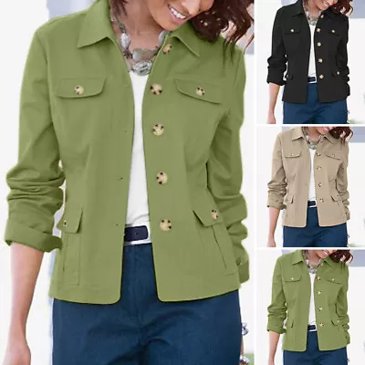 Buy UK 8-24 Women Buttons Up Tops Cardigan Long Sleeve Casual Loose Coat Jacket Plus • 16.95£