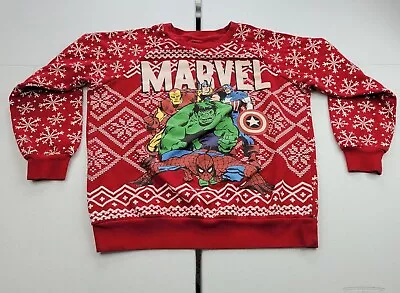 Buy Marvel Womens Sweatshirt M Avengers Red Pullover Christmas Captain America Hulk • 19.29£