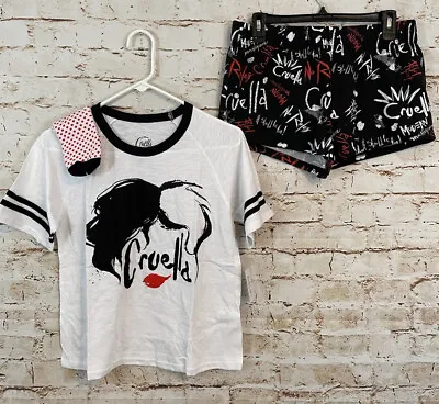 Buy NEW Cruella Da Vil Womens Small Pajamas Set Top Shorts Socks 3 Piece Summer • 15.07£