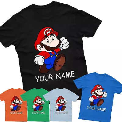 Buy Personalised Kids T-Shirt Mario Gaming Children Customise Name Birthday Boys Tee • 8.99£