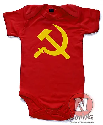 Buy Naughtees Clothing Babygrow Hammer Sickle USSR Communist Era Red Cotton Babysuit • 5.49£