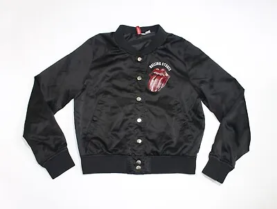Buy The Rolling Stones Bomber Jacket Rock Band Black Lightweight Women's Jacket S • 92.17£