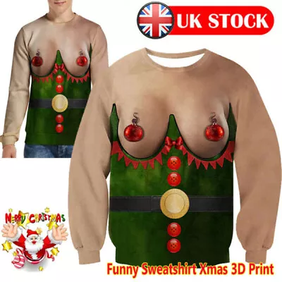 Buy Ugly Christmas Jumper Sweater Mens Women Funny 3D Print Sweatshirt Xmas Pullover • 12.69£