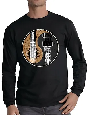Buy Yin Yang Guitar Mens Long Sleeve T-Shirt Yinyang Rock Metal Band Music Goth • 14.99£