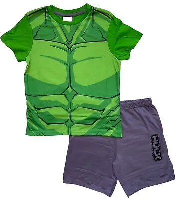Buy New Boys Avengers The Hulk Themed Pyjamas.shorts And T-shirt.7-12yrs. • 7.25£