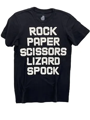Buy BIG BANG THEORY Black T-Shirt ROCK PAPER SCISSORS LIZARD SPOCK Sz S • 12.54£