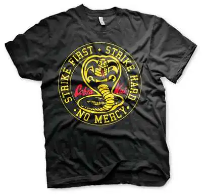 Buy Cobra Kai Strike First Strike Hard No Mercy T-Shirt Officially Licensed 2022 1 • 8.99£