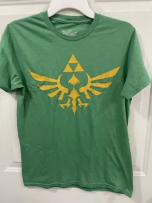 Buy The Legend Of Zelda Shirt Youth Med Green Triforce Logo Video Game Yellow • 7.87£