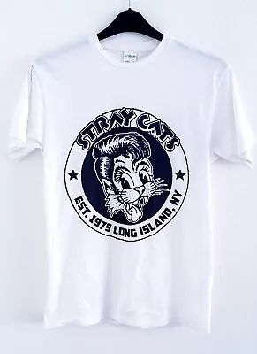 Buy Stray Cats Logo Band White T-Shirt Small Used Casual Rock Festival Christmas • 4.99£