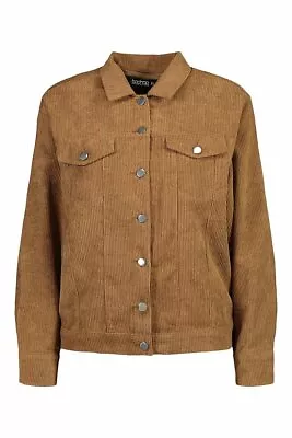 Buy Boohoo Ladies Oversized Cord Jacket Tan Size 10 (12) New (650/651) Sale • 12.95£
