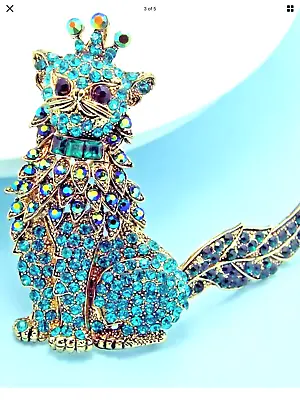 Buy Lapel Pin Costume Jewellery Crystal Lion/king Cat Brooch/pendant/pin Handcrafted • 14.50£