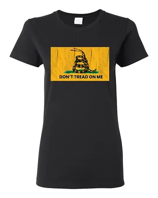 Buy Dont Tread On Me Flag Snake And Grass Yellow Green Women Graphic TShirt • 19.27£