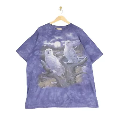 Buy Vintage The Mountain T-Shirt Purple Bird Owl Tie Dye 1999 Graphics Tee Mens 2XL • 24.99£