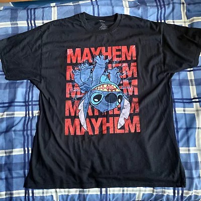 Buy Disney Lilo And Stitch ‘Mayhem’ (Mens XXL Short Sleeve T-Shirt) (Excellent Condi • 12£