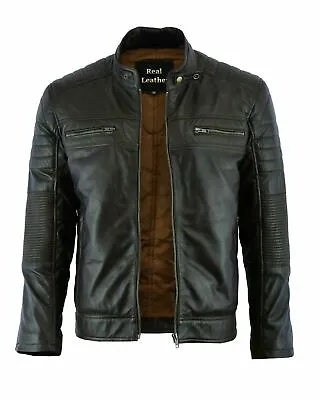 Buy Leatherick Mens Real Leather Jacket Biker Black Brown Vintage Retro Cafe Racer  • 69.99£