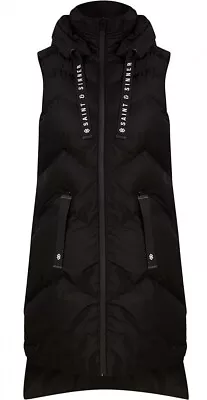 Buy Saint & Sinner Womens Newby Soft Shell Gilet Longline Hooded Puffer Jacket Coat • 41.99£