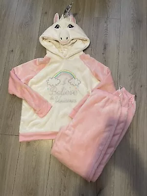 Buy I Believe In Unicorns G Ladies Pink White Hooded Fur Pyjamas Pjs Nightwear XL 20 • 9.99£