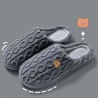 Buy Womens Slippers Slider Ladies Warm Fur Lined Winter Warm Mules Shoes House Size • 9.15£