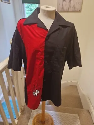 Buy Mens Rockabilly / Bowling Shirt ~ Small ~ Red & Black • 19.99£