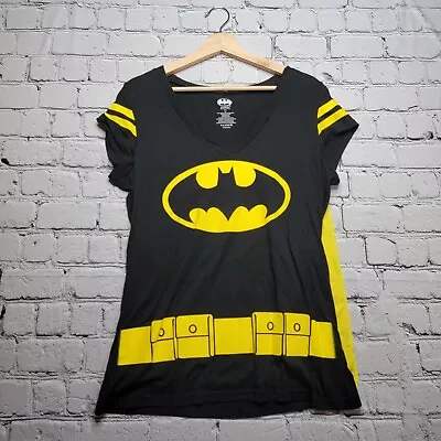 Buy Batman Womens Halloween Costume Attached Cape Tshirt Black Yellow Size 2XL • 21.18£