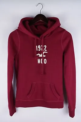 Buy Hollister Women Hoodie Casual Burgundy Red Cotton Blend Pullover Size M UK12 • 29.94£
